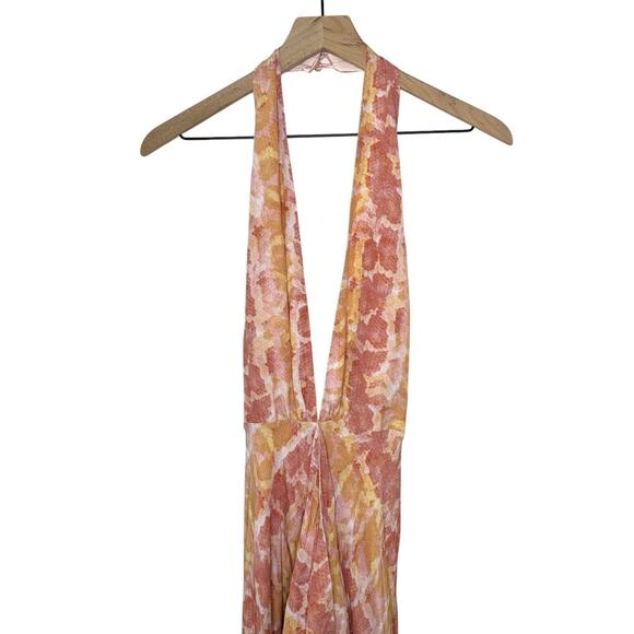 Lovers + Friends Women’s Zeta Halter Plunge Neckline Maxi Dress Size M Sundress - Picture 3 of 9